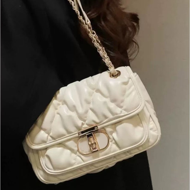 Quiet Luxury Bags Crossbody - Elegant Pleated Chain Handbag Women Fashion