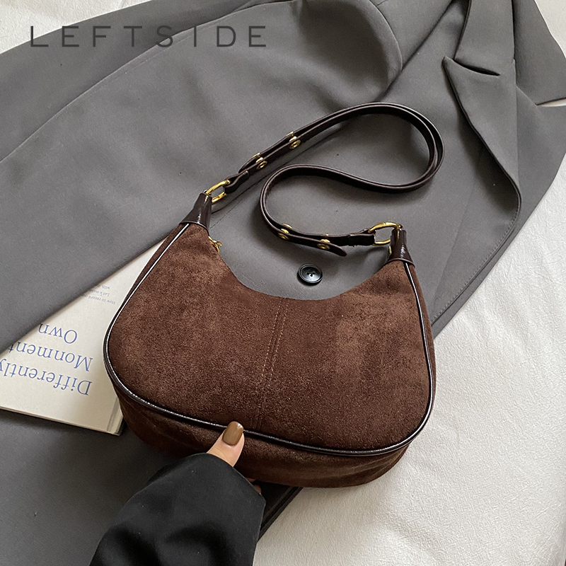 Luxury Bags Trend 2025 - LEFTSIDE Women Small Suede Shoulder Bag