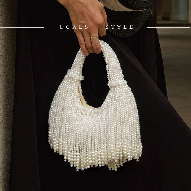 Luxury Bag Collection - Design Handle Pearl Evening Clutch Bag