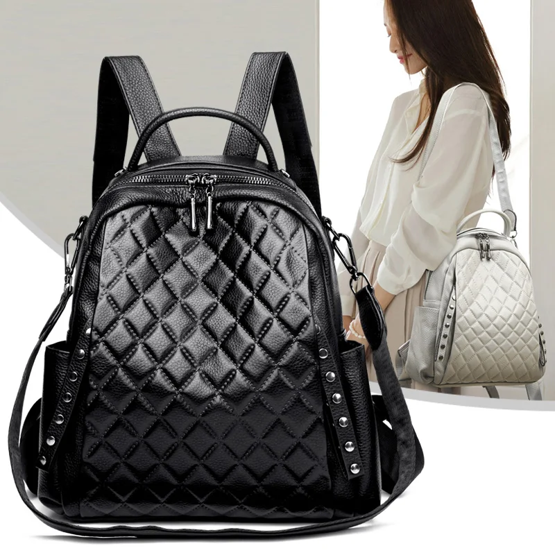 Genuine Leather Rucksack Women - Luxury Bags With Zipper recension och pris