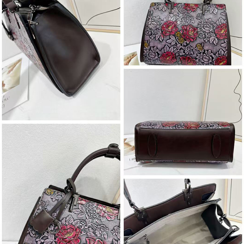 Vintage 3D Embossed Floral Tot - Quiet Luxury Bags Tote recension och pris
