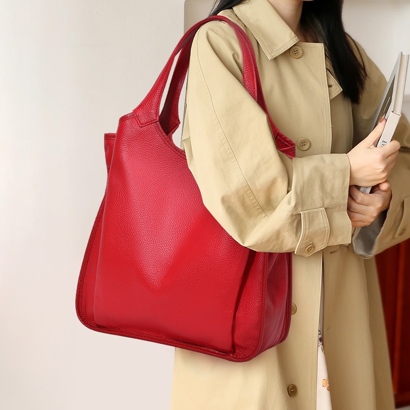 Genuine Leather Shoulder Tote  - Quiet Luxury Bags Tote recension och pris