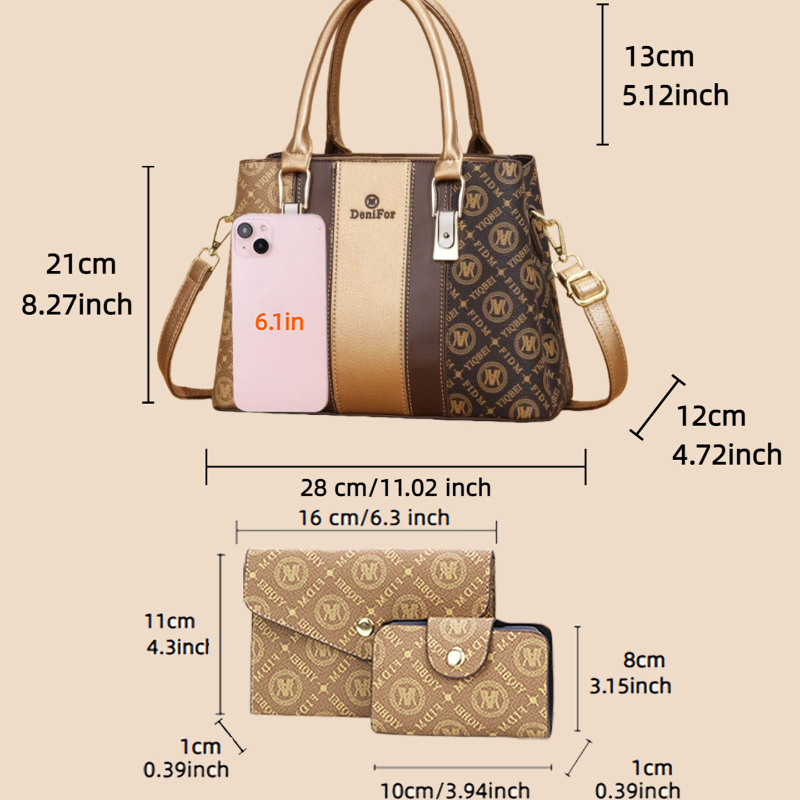 3-piece set of women's handbag - Luxury Bags With Zipper recension och pris