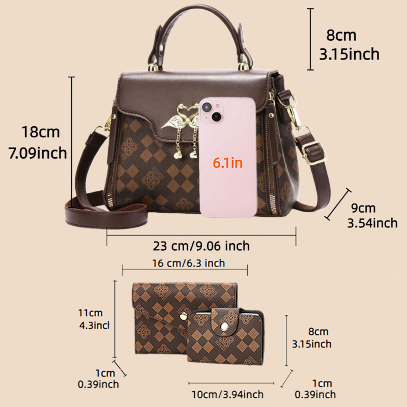 3-piece women's bag set, light - Luxury Bags With Zipper recension och pris