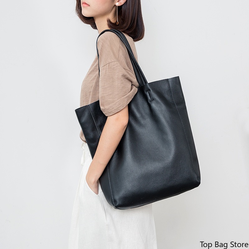 Genuine Leather Shoulder Tote  - Quiet Luxury Bags Tote recension och pris